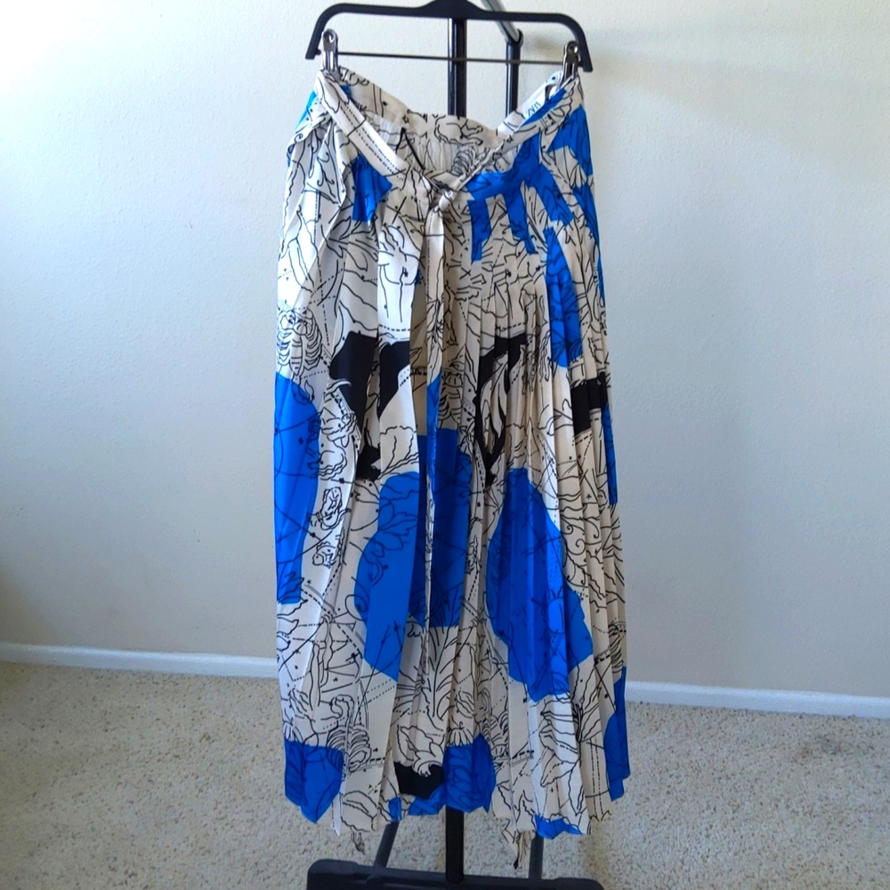 Zara limited edition printed pleated wrap maxi skirt